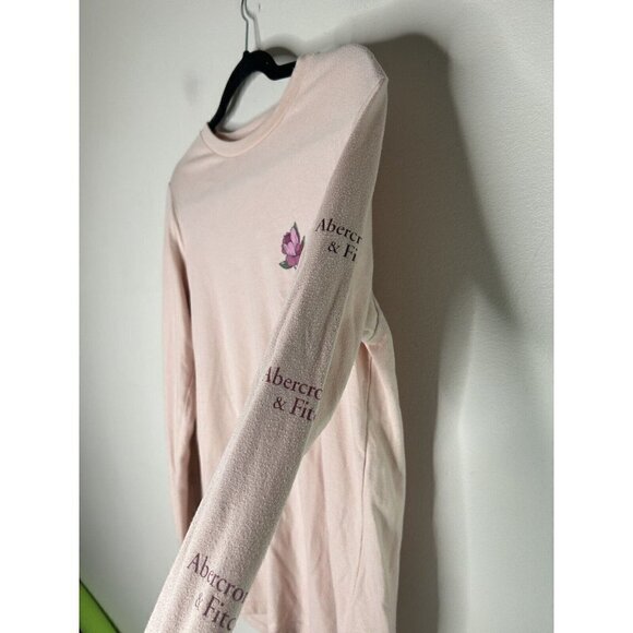 Abercrombie & Fitch Top Women's Long Sleeve Pink Rose Embroidered Logo S… - Picture 2 of 9